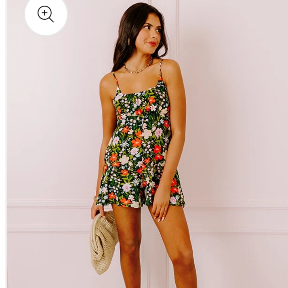 Floral Spaghetti Strap Romper